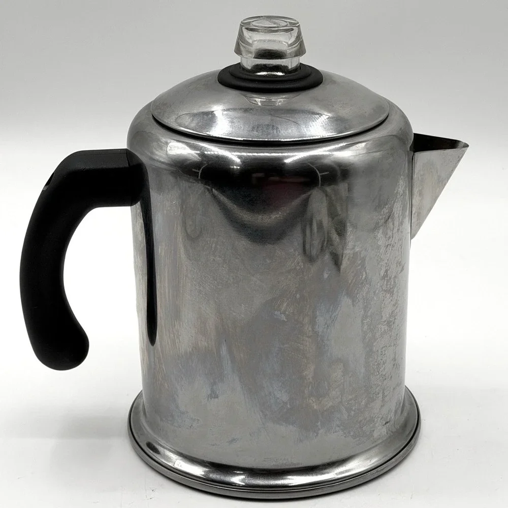 Farberware 8 Cup Stainless Steel Stovetop Coffee Percolator Silver Glass Knob